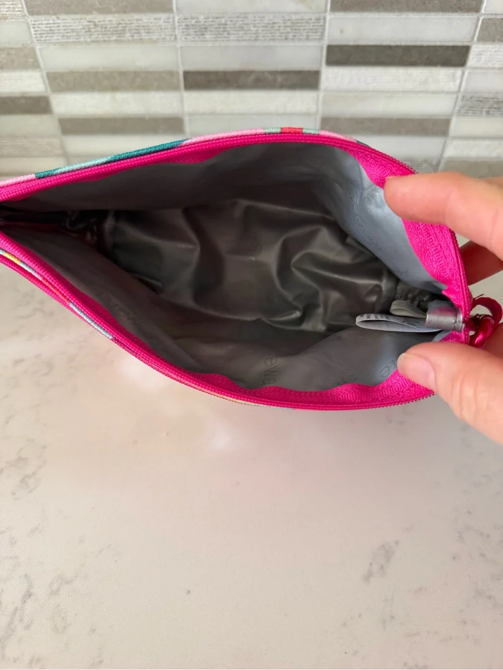 thirty-one Pink Trim Popsicle Print Clear Cosmetic insulated Pouch